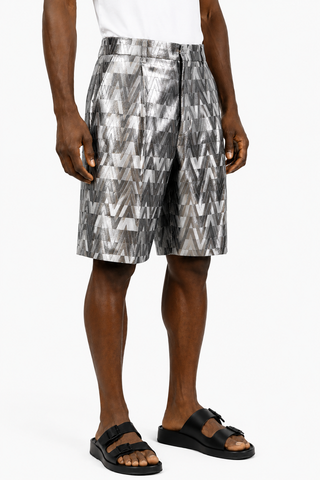 Valentino Metallic V Logo Tailored Shorts