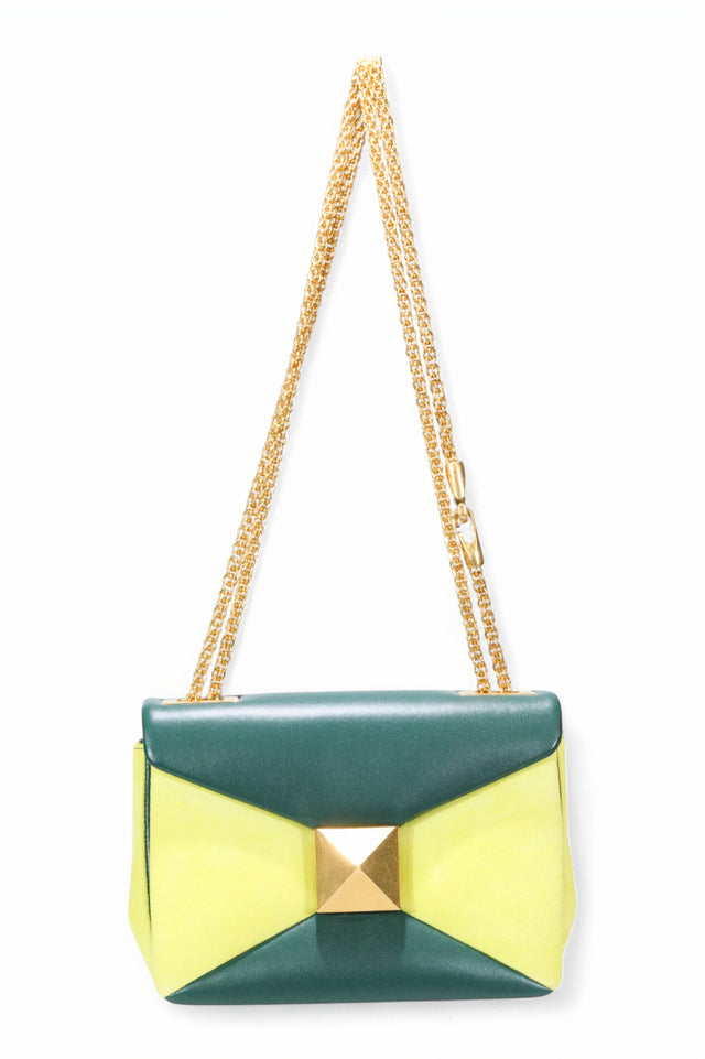 Valentino Garavani Roman Stud Two-Tone Leather Shoulder Bag