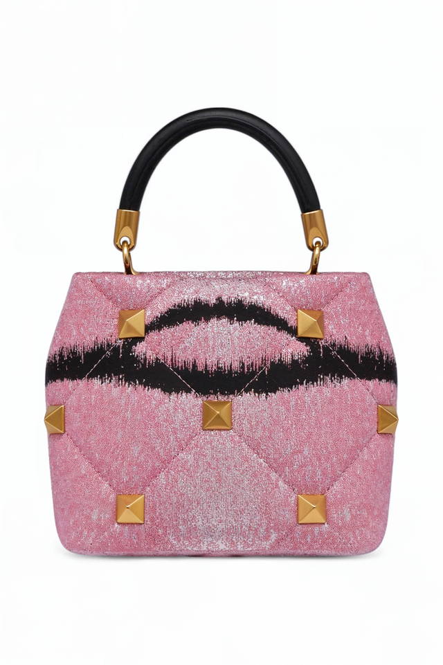 Valentino Garavani Pink Ikat Rockstud Mini Top Handle Bag