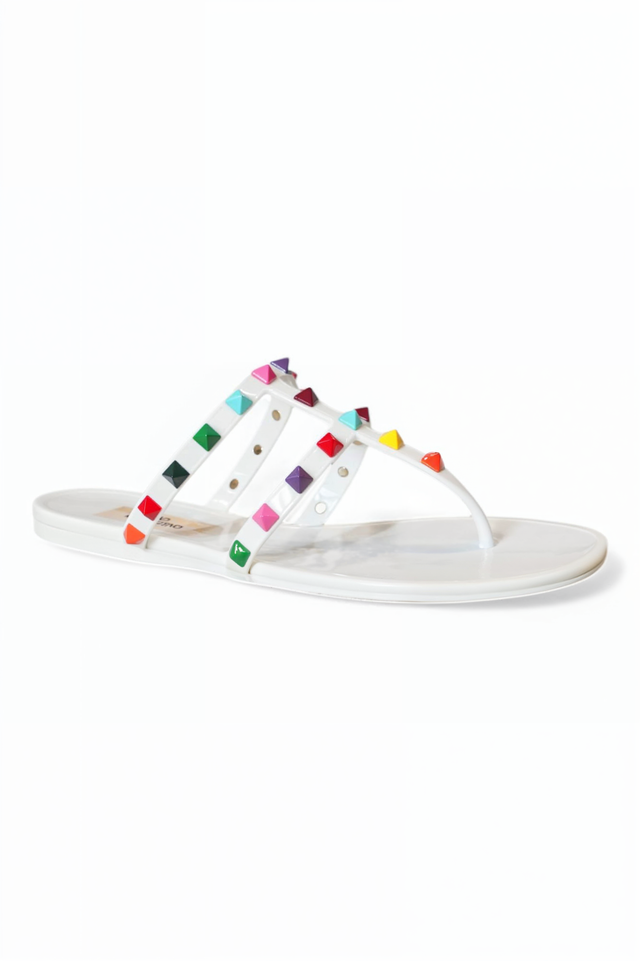 Valentino Garavani Rockstud jelly sandals in white multicolor