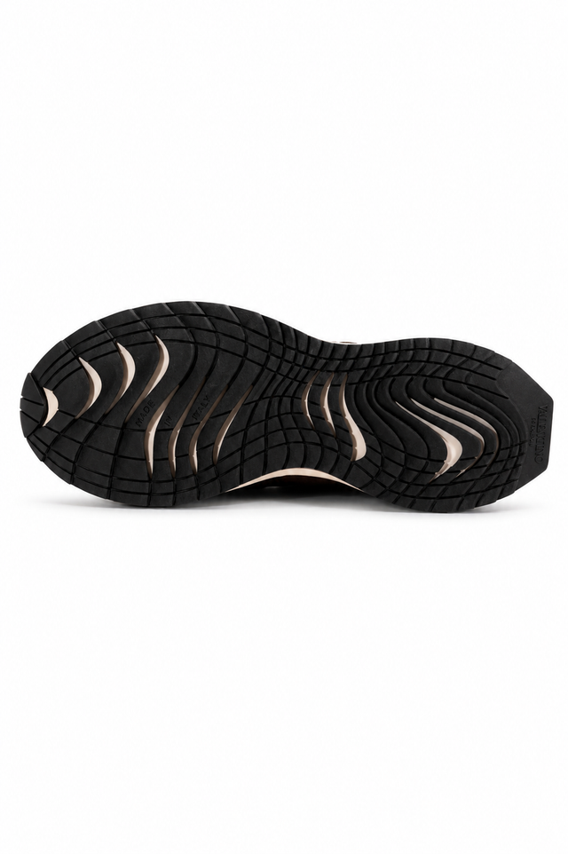 Valentino Garavani Crochet Knit Low-Top Sneakers in Brown Camo & Black Grey