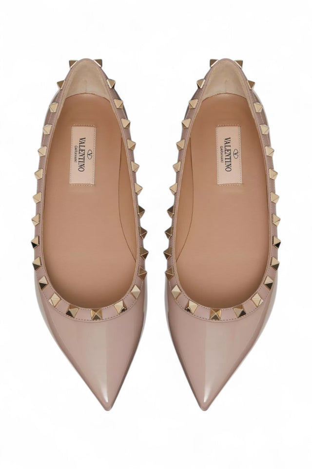 Valentino Garavani Rockstud Patent Leather Ballerina Flats