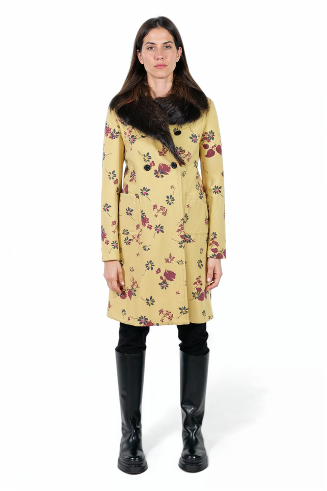 Valentino Yellow Wool Tailored Overcoat