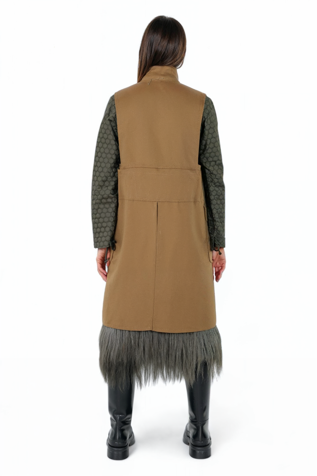 Valentino Wool Coat with Fur Fringe Hem