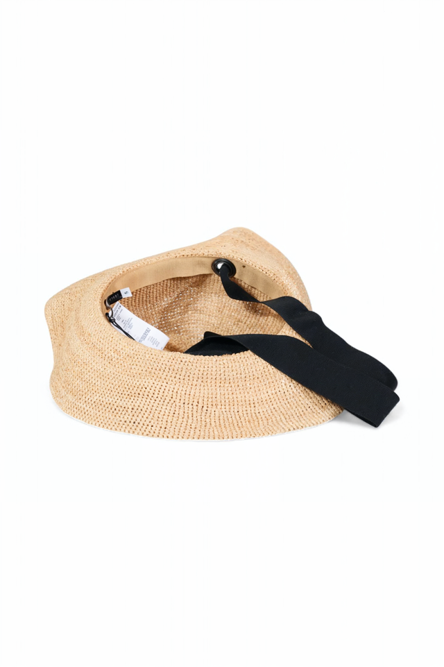 Fabiana Filippi Natural Straw Hat with Black Ribbon Tie