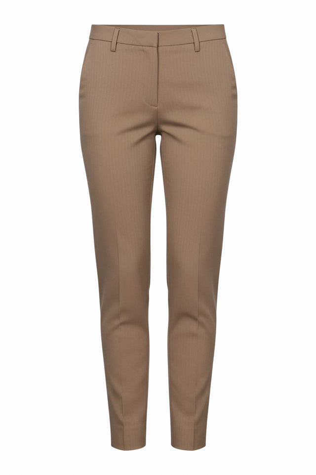 Fabiana Filippi Tan Stretch Cotton Slim Trousers