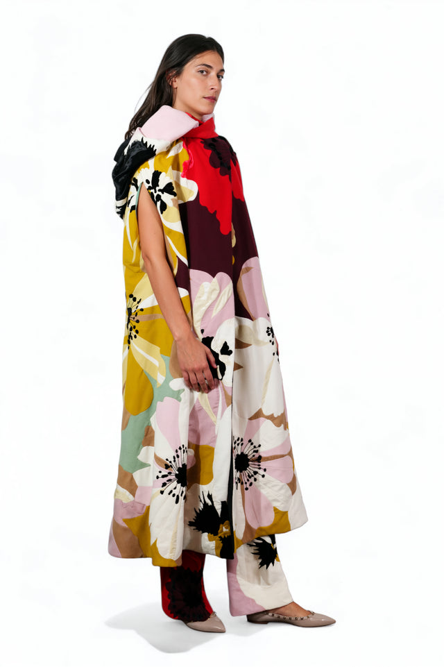 Valentino Multicolor Floral Cape Coat