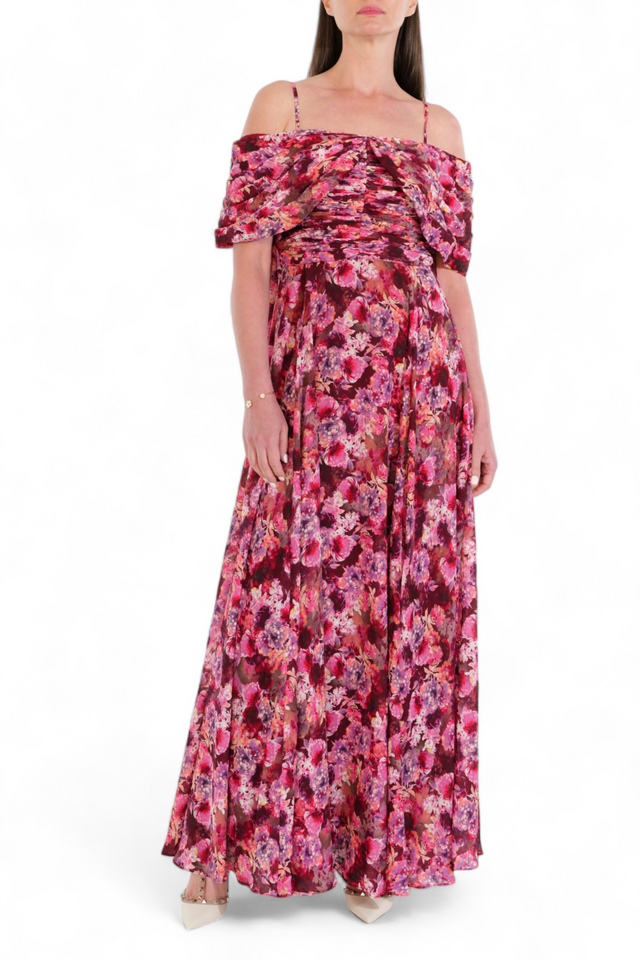 Mikael Aghal Blooming Romance Off-Shoulder Gown