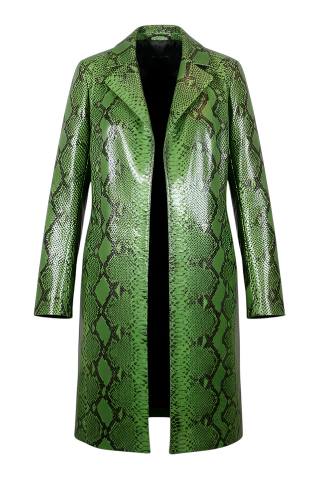 Valentino Python Leather Coat — Green