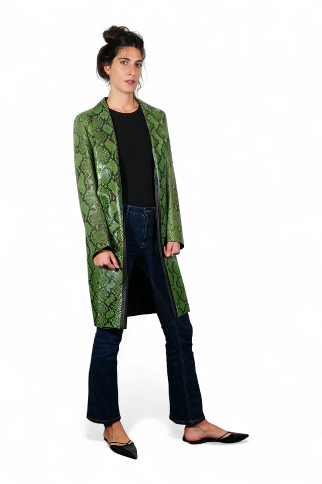 Valentino Python Leather Coat — Green
