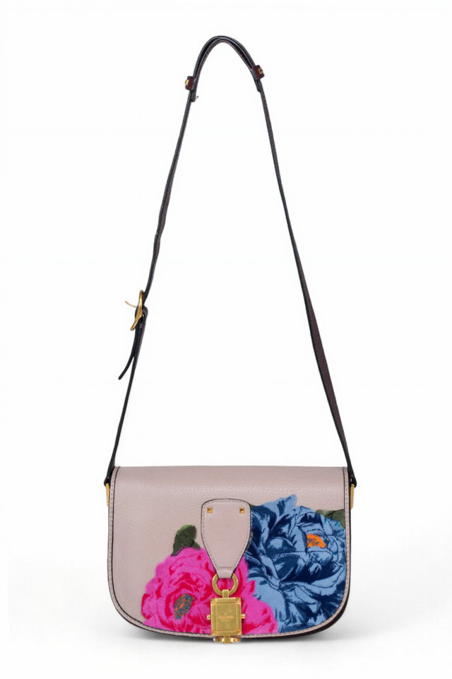 Valentino Garavani Floral Embroidered Lock Shoulder Bag