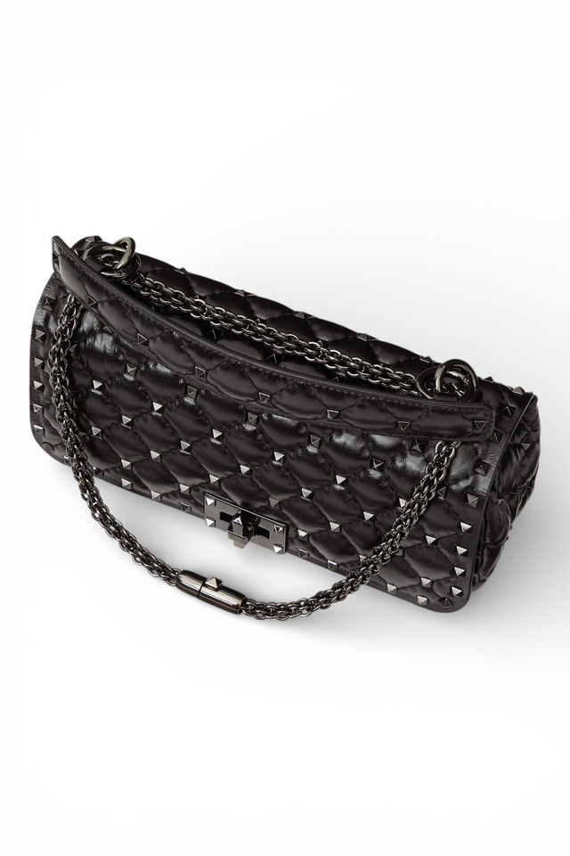 Valentino Garavani Rockstud Spike Quilted Chain Bag – Black