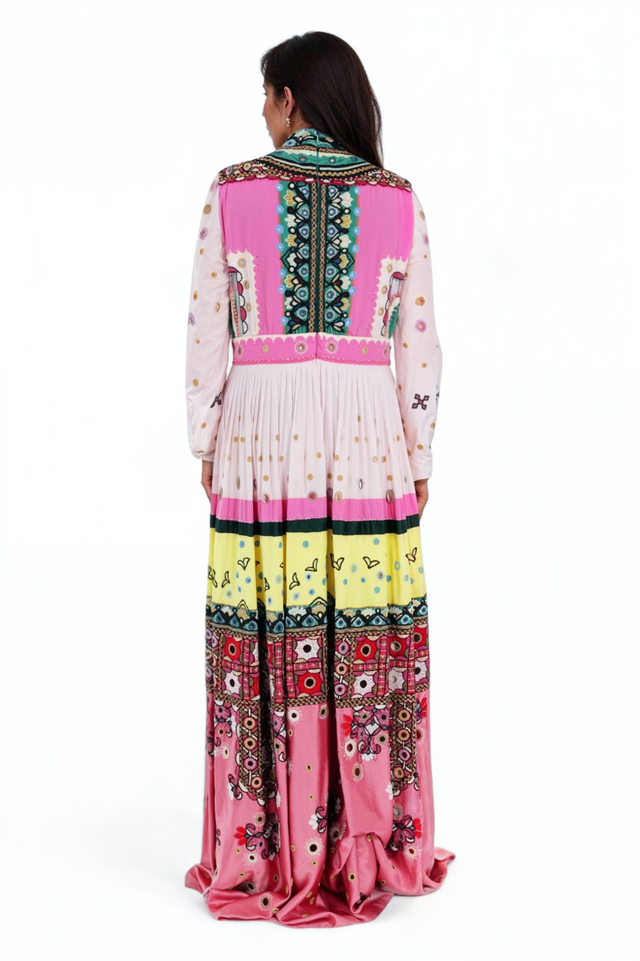 Valentino Multicolored Embroidered Maxi Dress