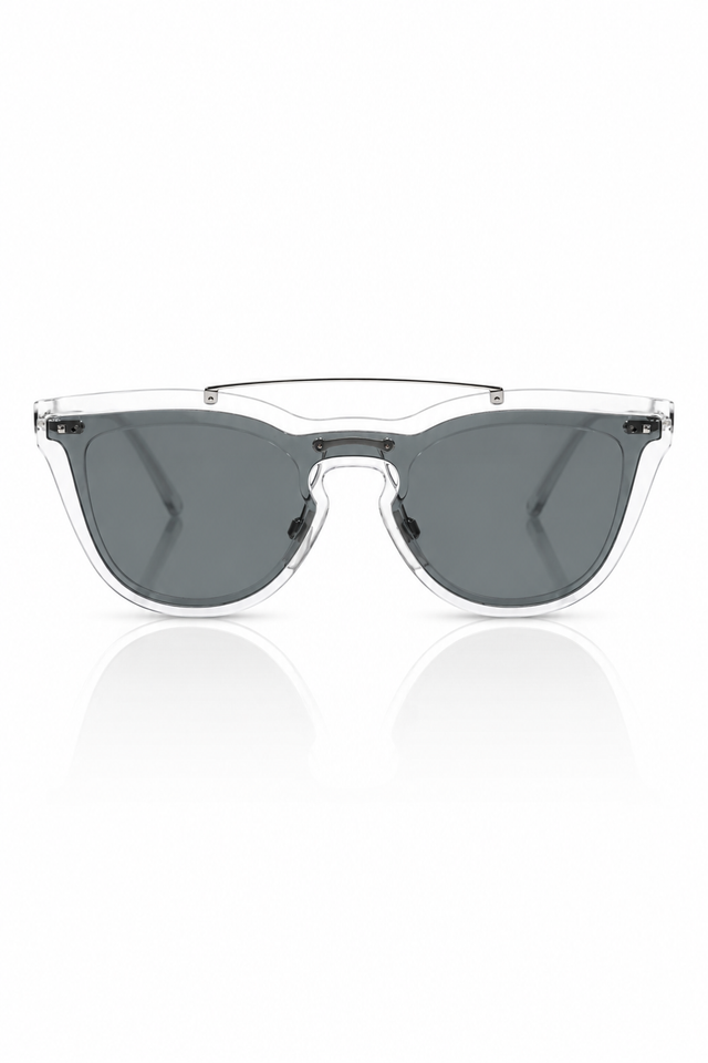 Valentino Garavani Transparent Shield Cat-Eye Sunglasses in Clear & Smoke