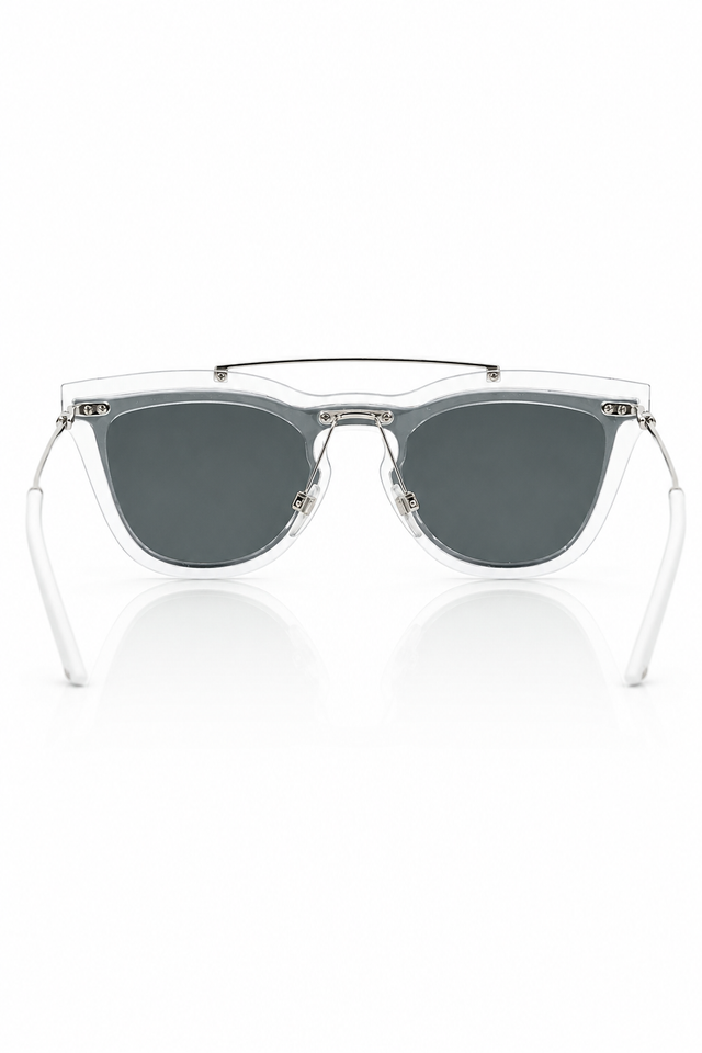 Valentino Garavani Transparent Shield Cat-Eye Sunglasses in Clear & Smoke