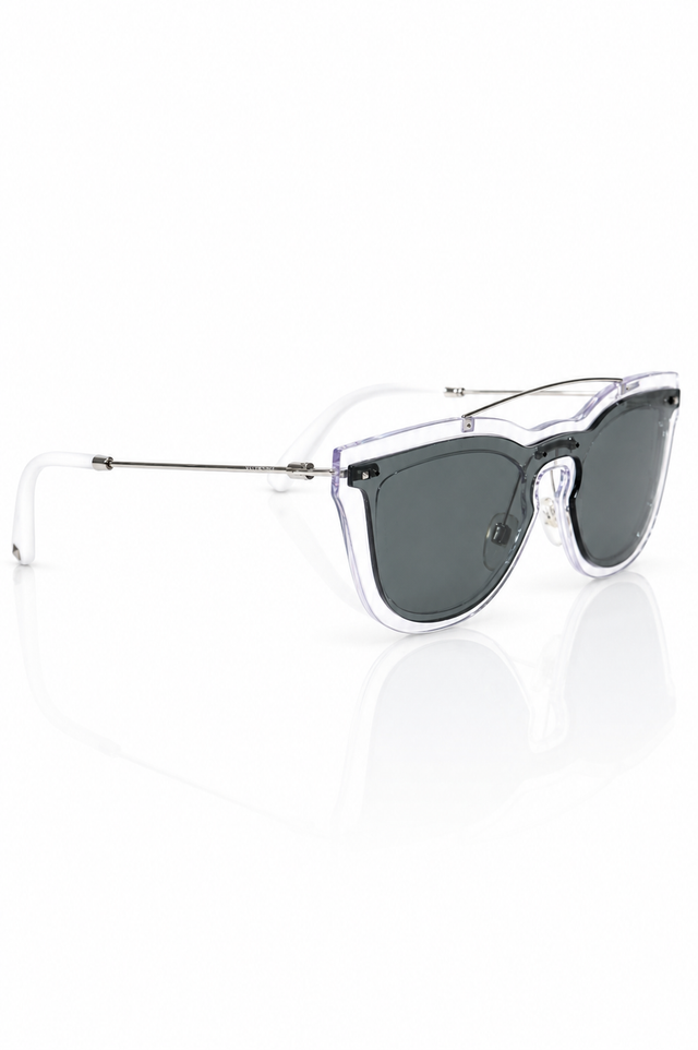 Valentino Garavani Transparent Shield Cat-Eye Sunglasses in Clear & Smoke
