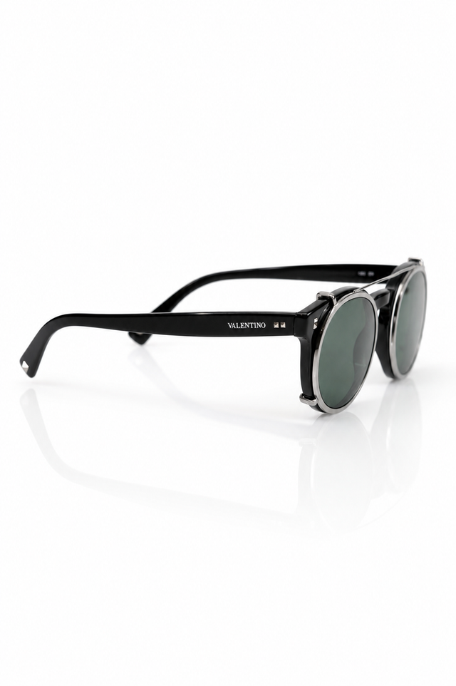 Valentino Garavani Crystal-Trim Round Sunglasses in Havana Tortoiseshell or Black