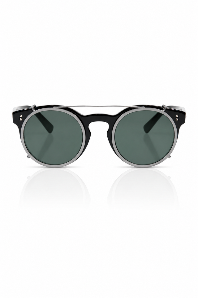 Valentino Garavani Crystal-Trim Round Sunglasses in Havana Tortoiseshell or Black