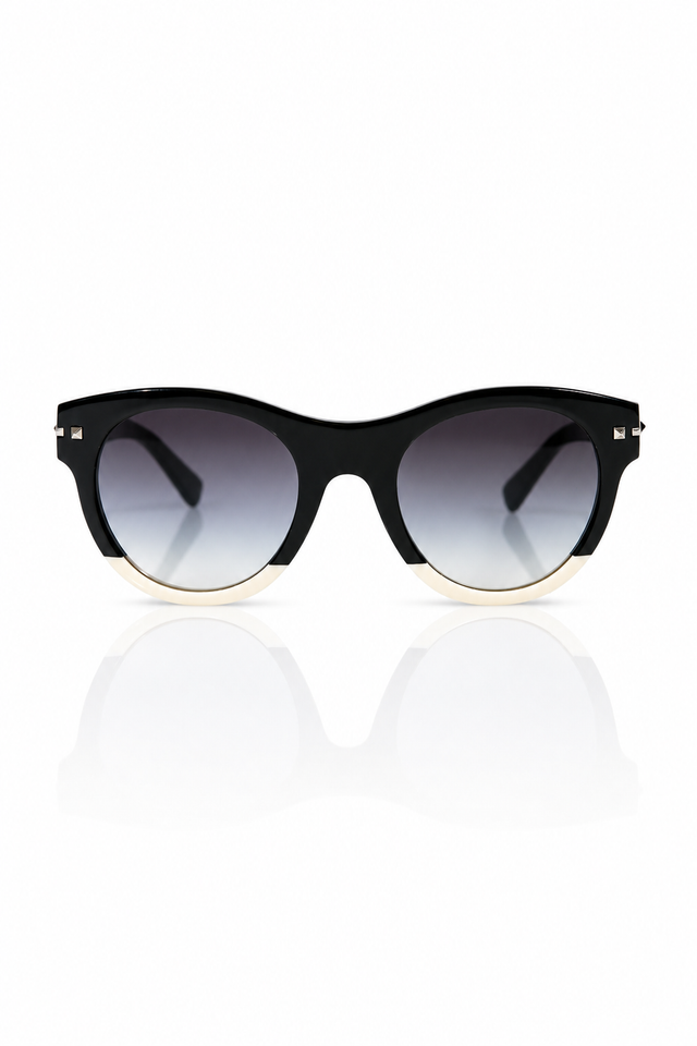 Valentino Garavani Two-Tone Cat-Eye Sunglasses in Black & Ivory