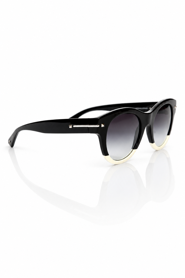 Valentino Garavani Two-Tone Cat-Eye Sunglasses in Black & Ivory