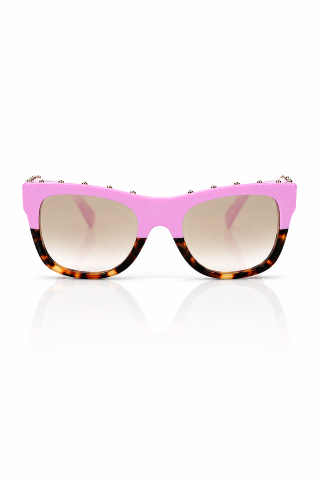 Valentino Garavani Rockstud Pink & Havana Oversized Sunglasses