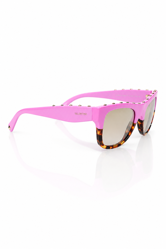 Valentino Garavani Rockstud Pink & Havana Oversized Sunglasses