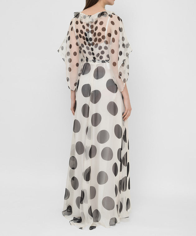 WHITE POLKA DOT SILK GOWN