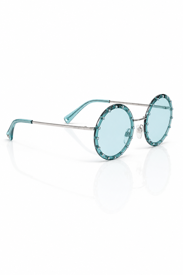 Valentino Garavani Edgy Round Studded Sunglasses with Gradient Lenses