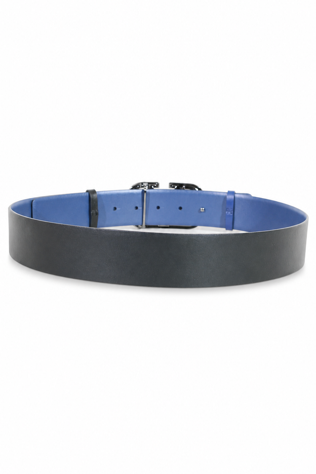 Valentino Garavani VLogo Reversible Leather Belt in Cornflower Blue & Black
