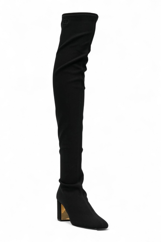 Valentino Garavani Stretch Over-the-Knee Boots — Black