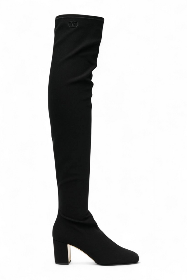 Valentino Garavani Stretch Over-the-Knee Boots — Black