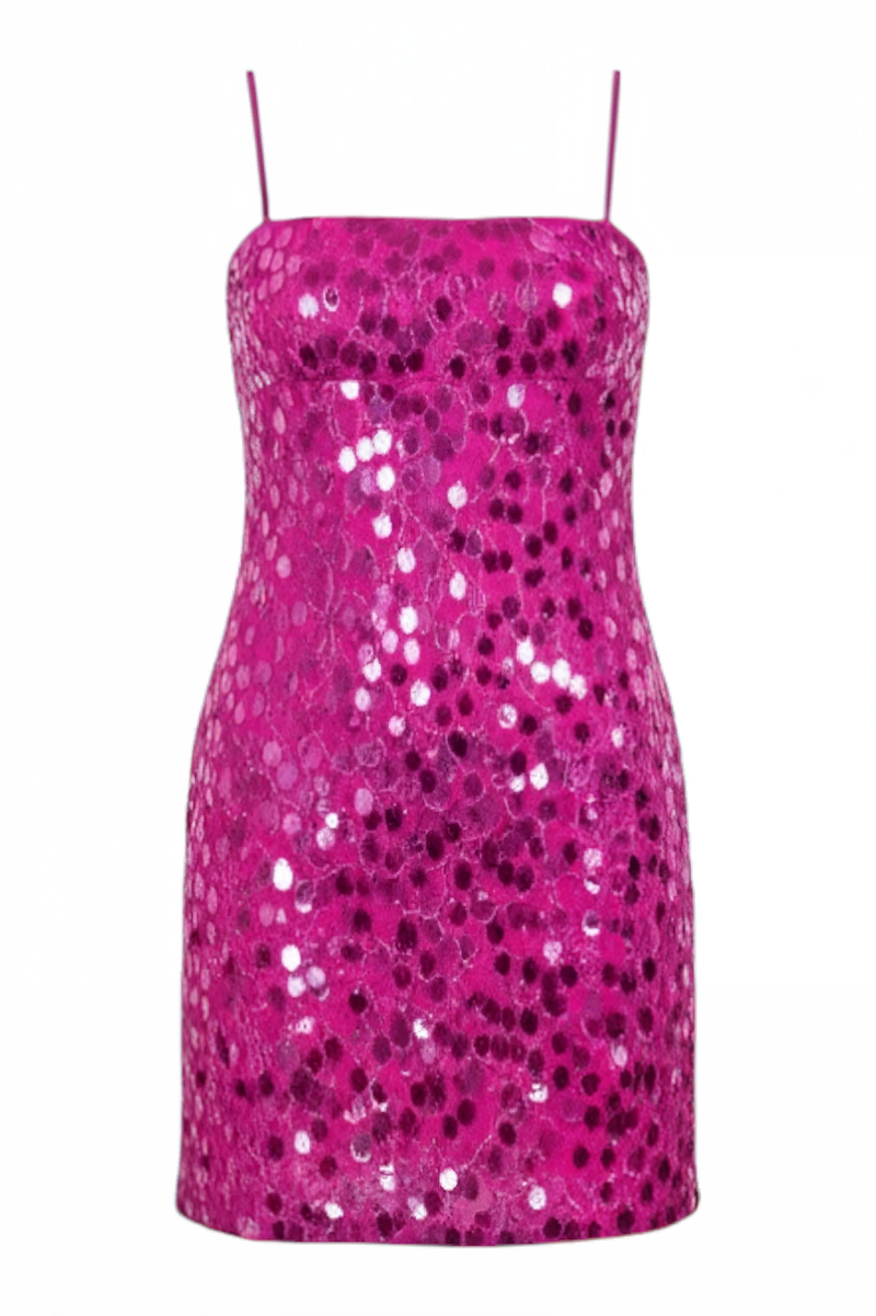 Valentino Hot Pink Mirror-Sequin Mini Dress