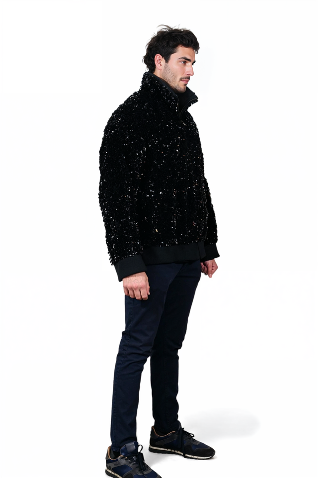 Valentino Black Sequin Bomber Jacket