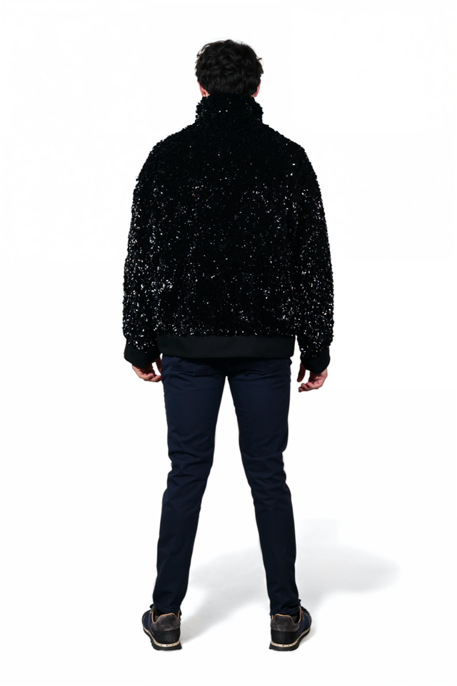 Valentino Black Sequin Bomber Jacket