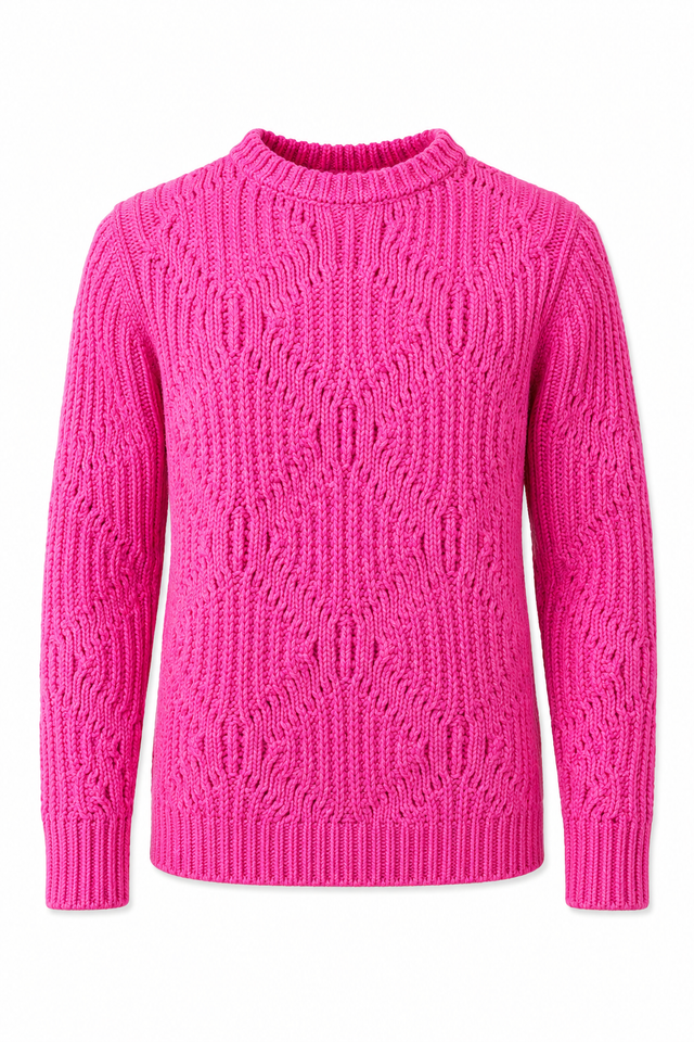 Valentino Cable Knit Sweater in Hot Pink