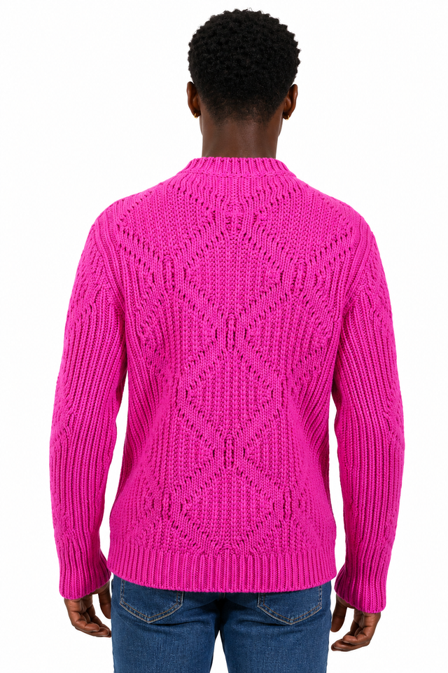 Valentino Cable Knit Sweater in Hot Pink