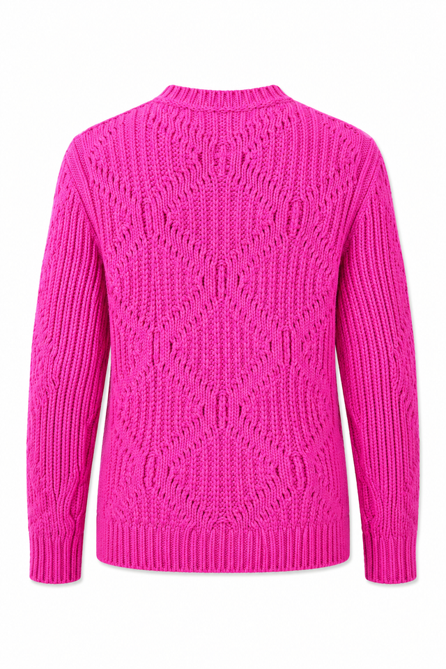 Valentino Cable Knit Sweater in Hot Pink