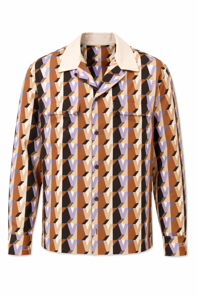 Valentino Geometric V Logo Print Overshirt