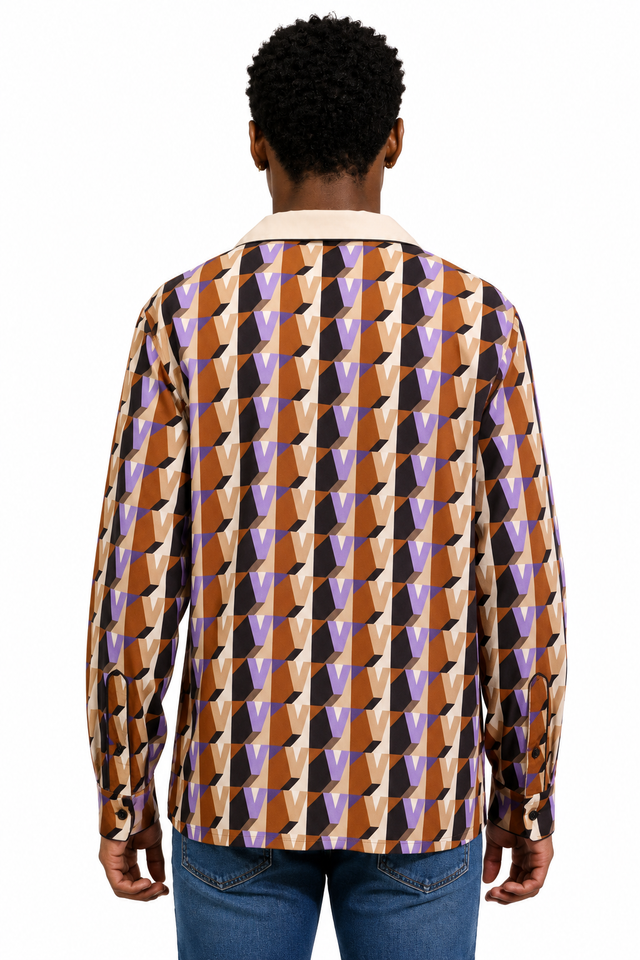 Valentino Geometric V Logo Print Overshirt