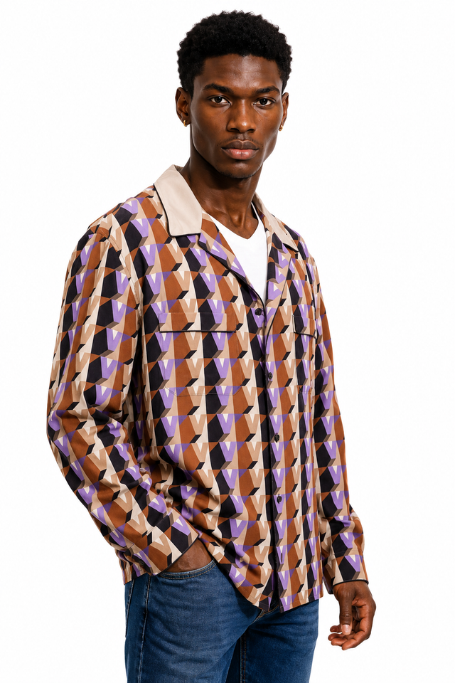 Valentino Geometric V Logo Print Overshirt