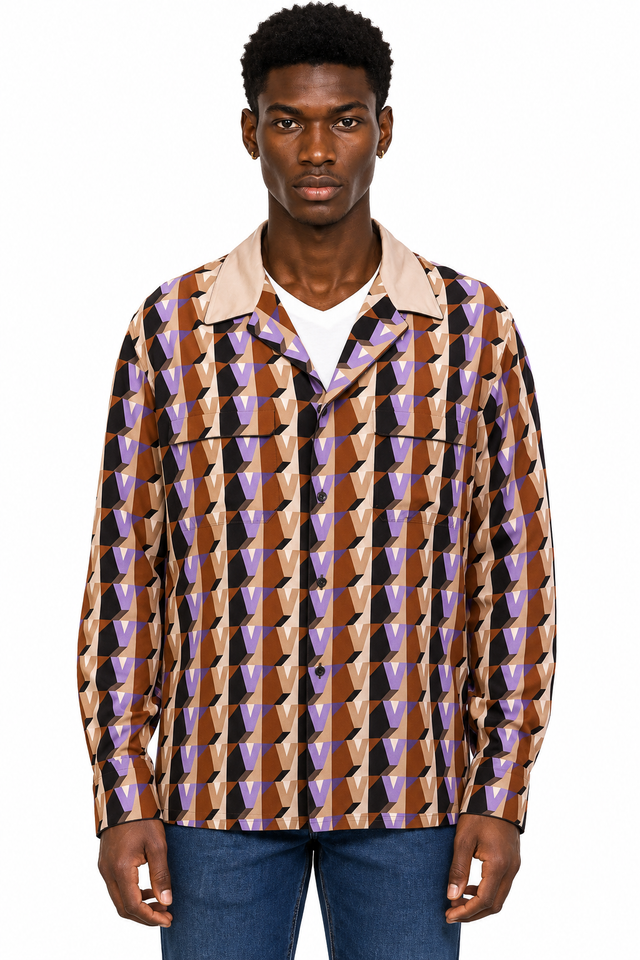 Valentino Geometric V Logo Print Overshirt