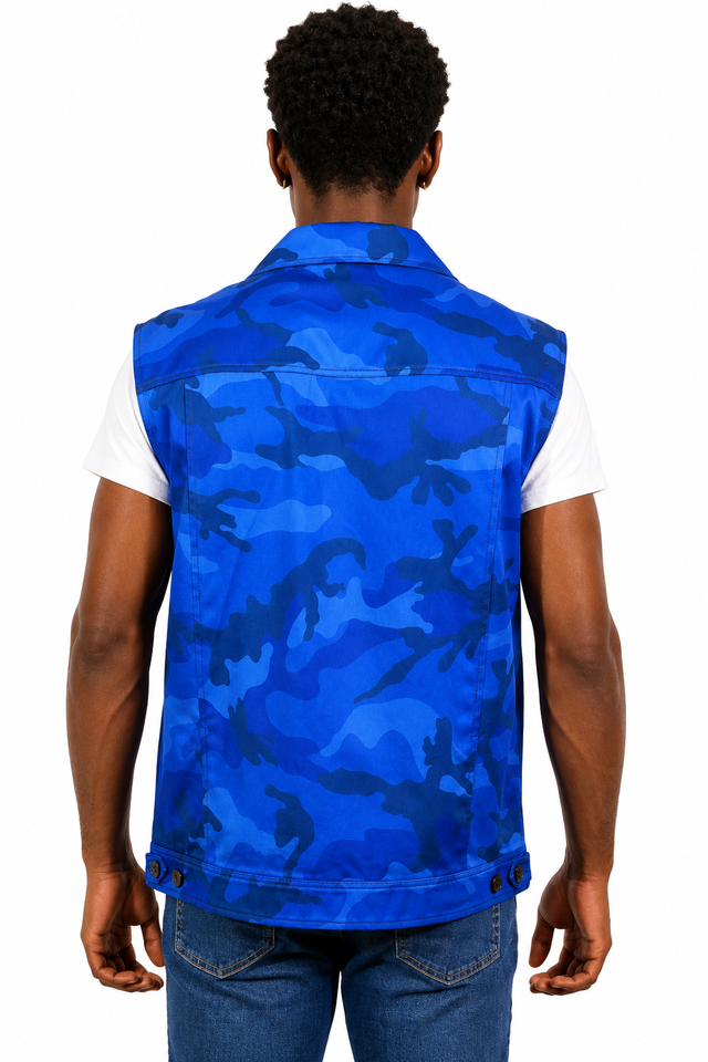 Valentino Blue Camouflage Utility Vest