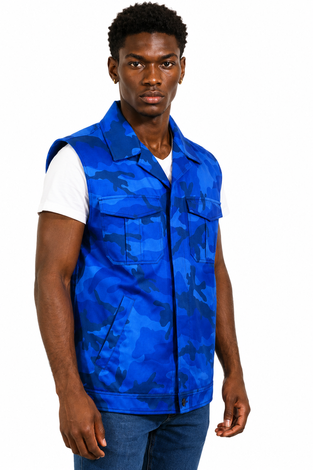Valentino Blue Camouflage Utility Vest
