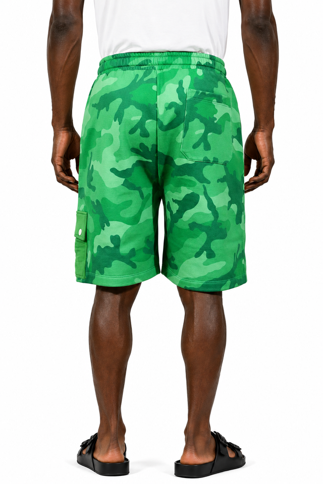Valentino Green Camouflage Cargo Shorts