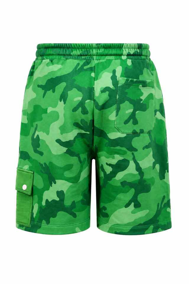 Valentino Green Camouflage Cargo Shorts
