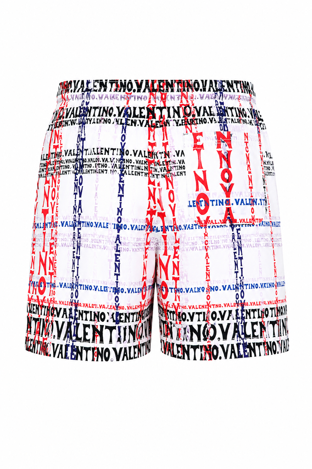 Valentino Allover Logo Print Swim Shorts
