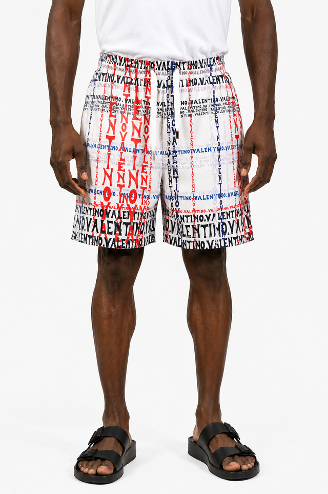 Valentino Allover Logo Print Swim Shorts