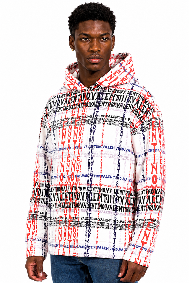 Valentino Allover Logo Print Hoodie