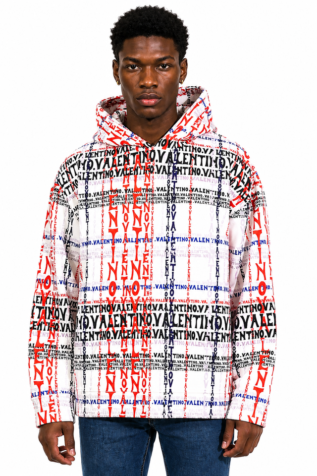 Valentino Allover Logo Print Hoodie