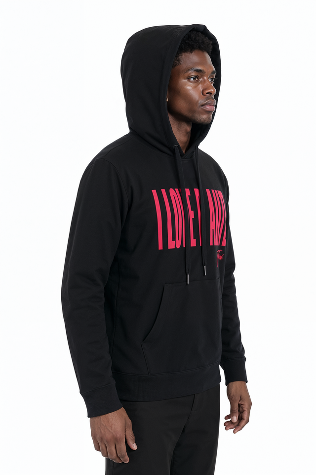 Valentino "I Love Beauty" / "It's Not My Fault!" Black Cotton Hoodie